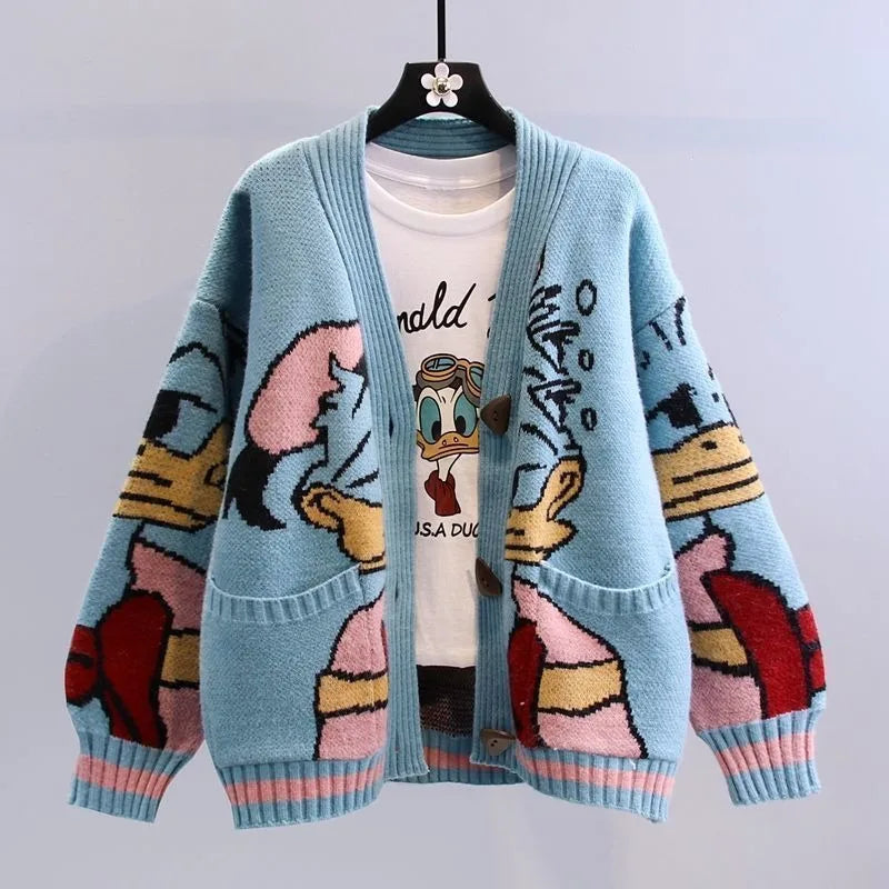 Lunara Winter™ Strickjacke mit Cartoon-Print