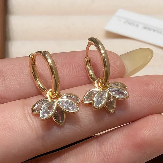 Elara Jewelry™ Floral Crystal Huggie Earrings