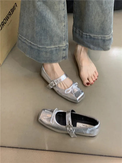 Solenne Shoes™ Square-Toe Bow Ballet Flats