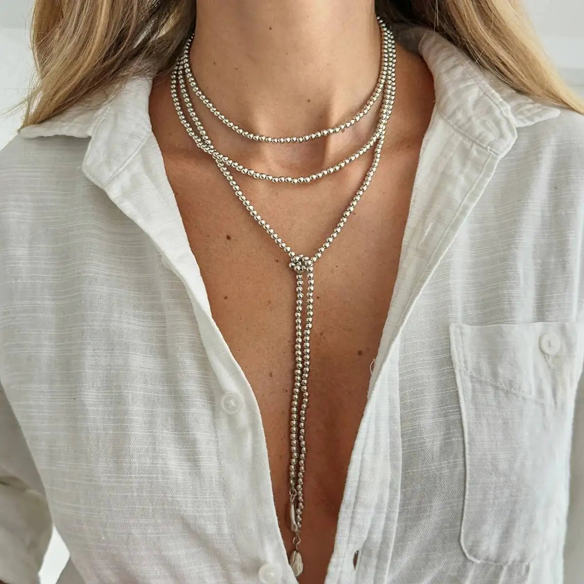 Elara Jewelry™ Layered Beaded Heart Lariat Necklace