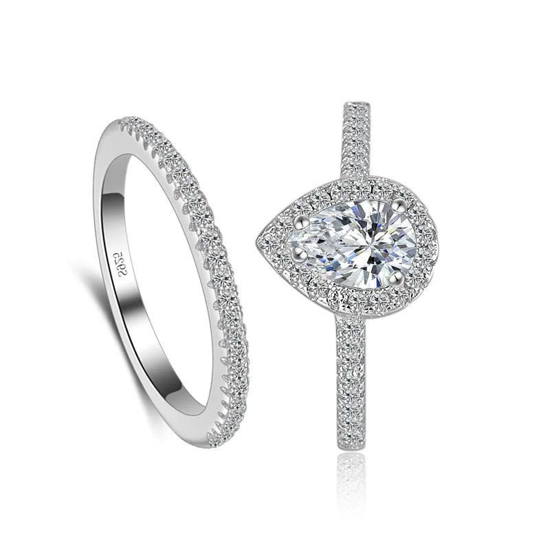 Elara Jewelry™ Heart Halo Sterling Silver Ring