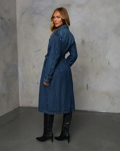 Lunara Winter™ Vintage Long Denim Trench Coat