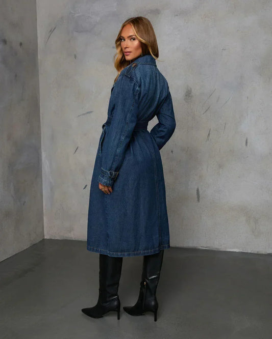 Lunara Winter™ Vintage Long Denim Trench Coat