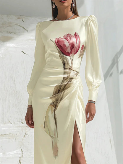 Amoura Dresses™ Ruched Split Floral Dress