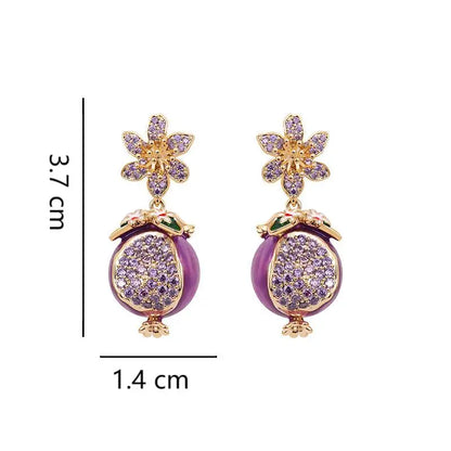 Elara Jewelry™ Purple Pomegranate Crystal Drop Earrings