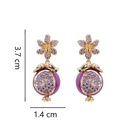 Elara Jewelry™ Purple Pomegranate Crystal Drop Earrings