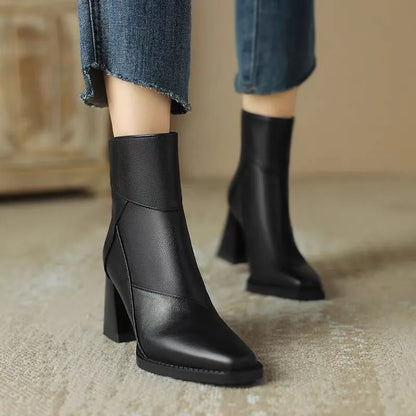 Solenne Shoes™ Leather Women Ankle Boots
