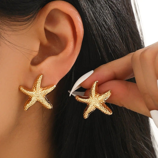 Elara Jewelry™ Golden Starfish Stud Earrings