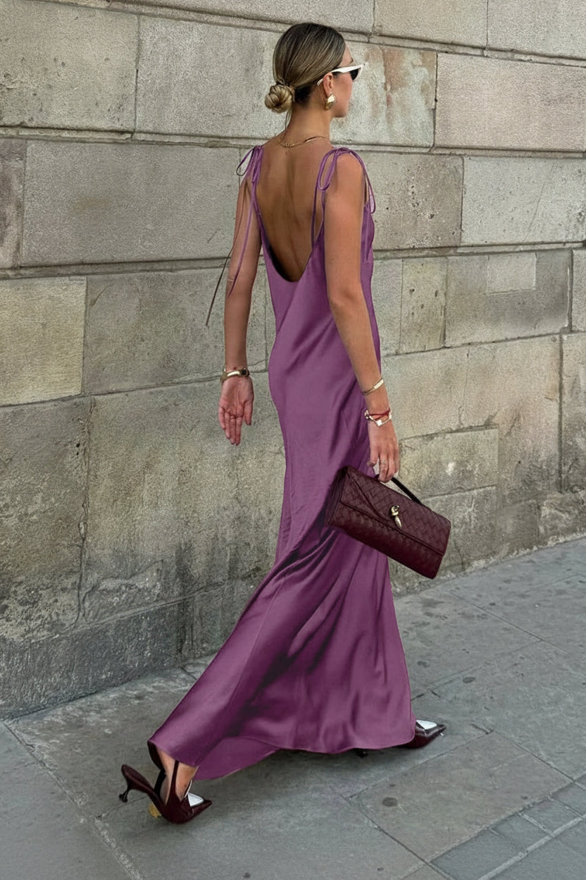 Satin Éclat™ Sleeveless Long Satin Dress