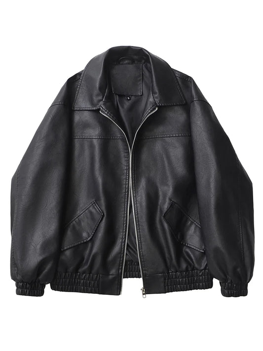 Lunara Winter™ Cropped Leather Bomber Jacket