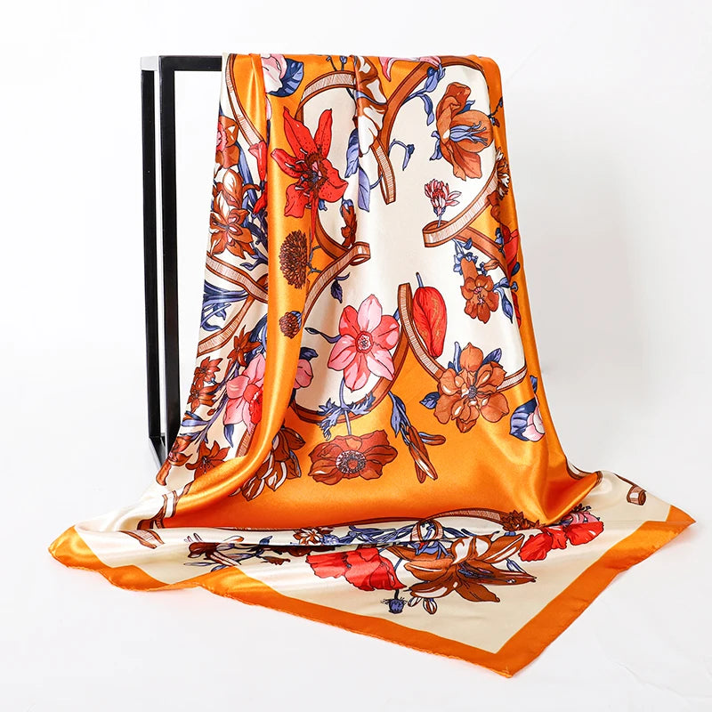 SatinÉclat™ Fashion Silk Square Scarf for Women