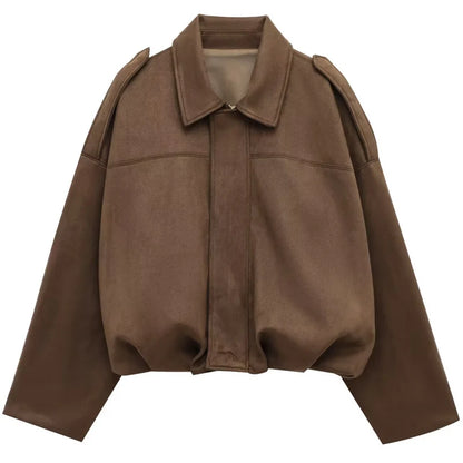 Lunara Winter™ Cropped Faux Suede Utility Jacket