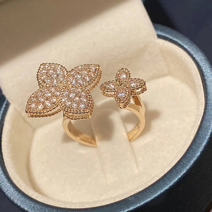 Elara Jewelry™ Crystal Flower Pavé Ring