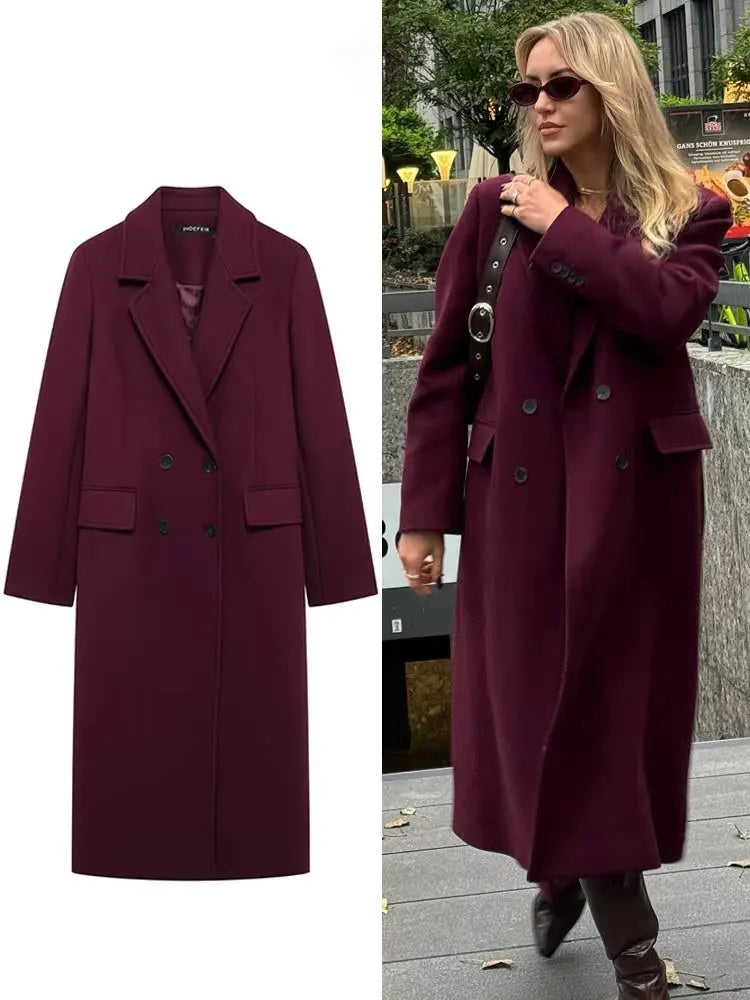 Lunara Winter™ Double-Breasted Wool Long Coat