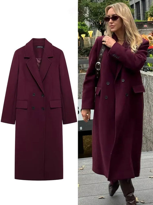 Lunara Winter™ Double-Breasted Wool Long Coat