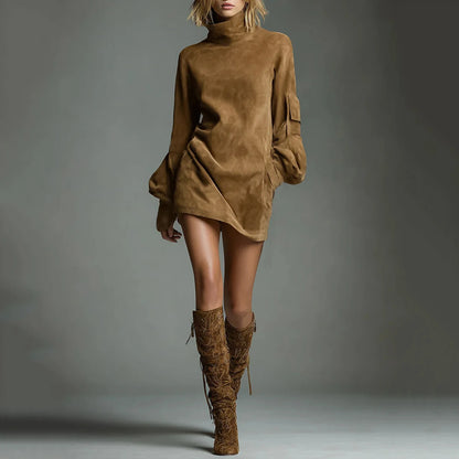 Amoura Dresses™ Retro Faux Suede Mini Dress