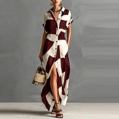 Amoura Dresses™ Geometric Dress with Buttons