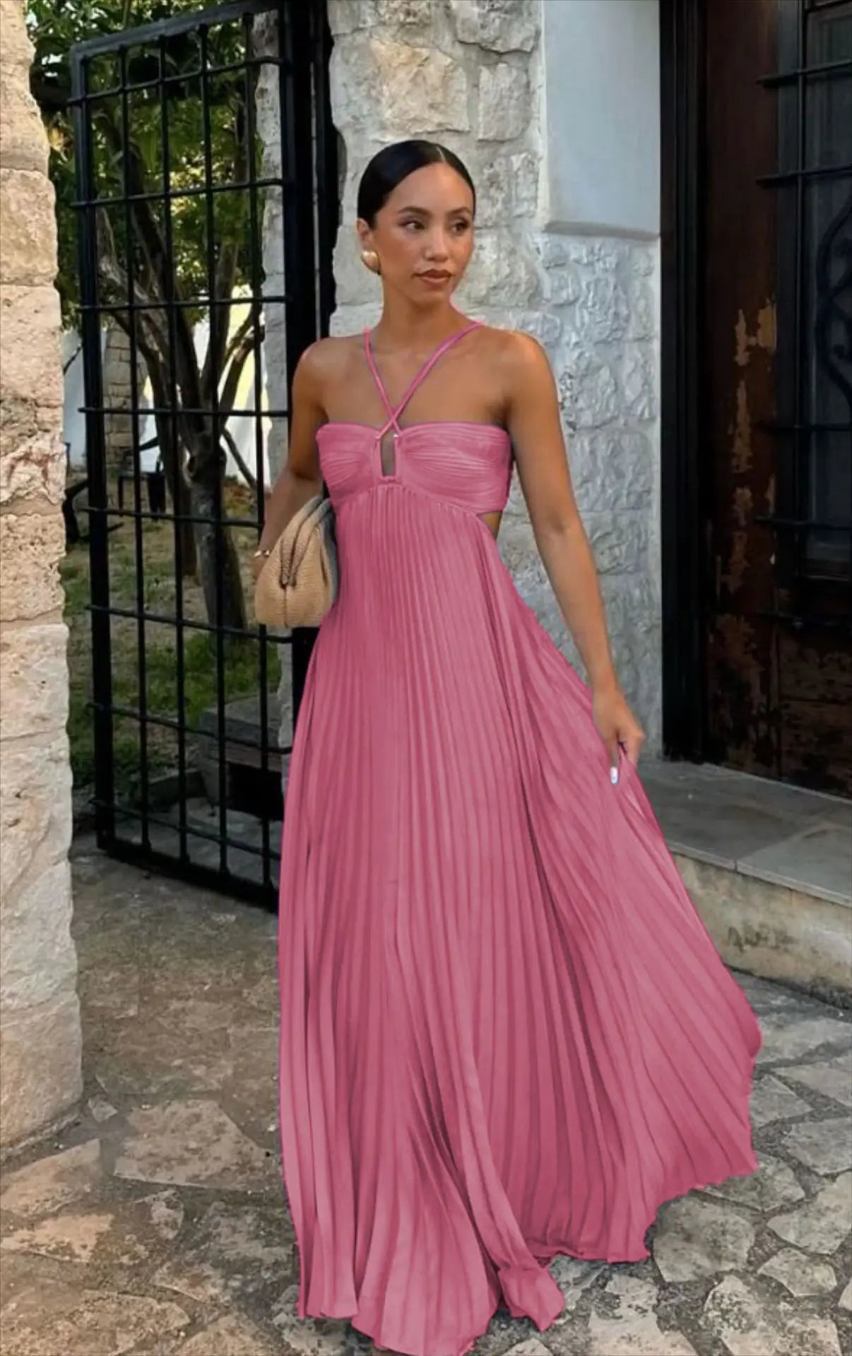 Amoura Dresses™ Sommer-Neckholder-Plisseekleid