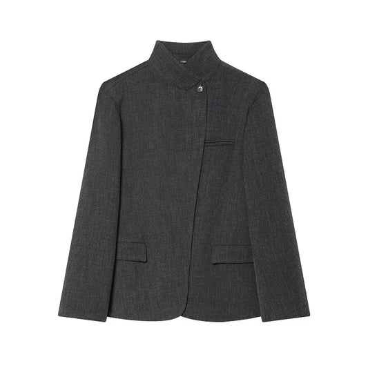Lunara Winter™ Charcoal Stand Collar Tailored Blazer