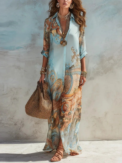 Amoura Dresses™ Summer Elegant Chiffon Shirt Dress