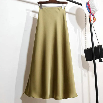 Satin Éclat™ Elegant Satin Long Skirt
