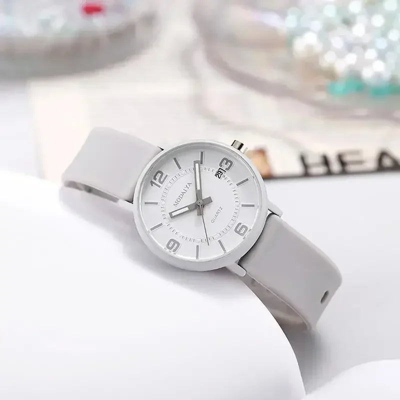 Velya Watches™ Kalenderuhr mit Silikonarmband