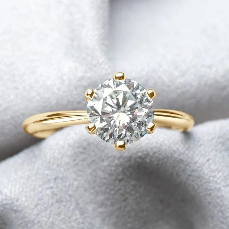 Elara Jewelry™ Aurora Solitaire Gold Ring