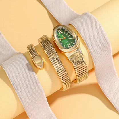 Velya Watches™ Elegante Schlangenuhr mit elastischem Wickelarmband