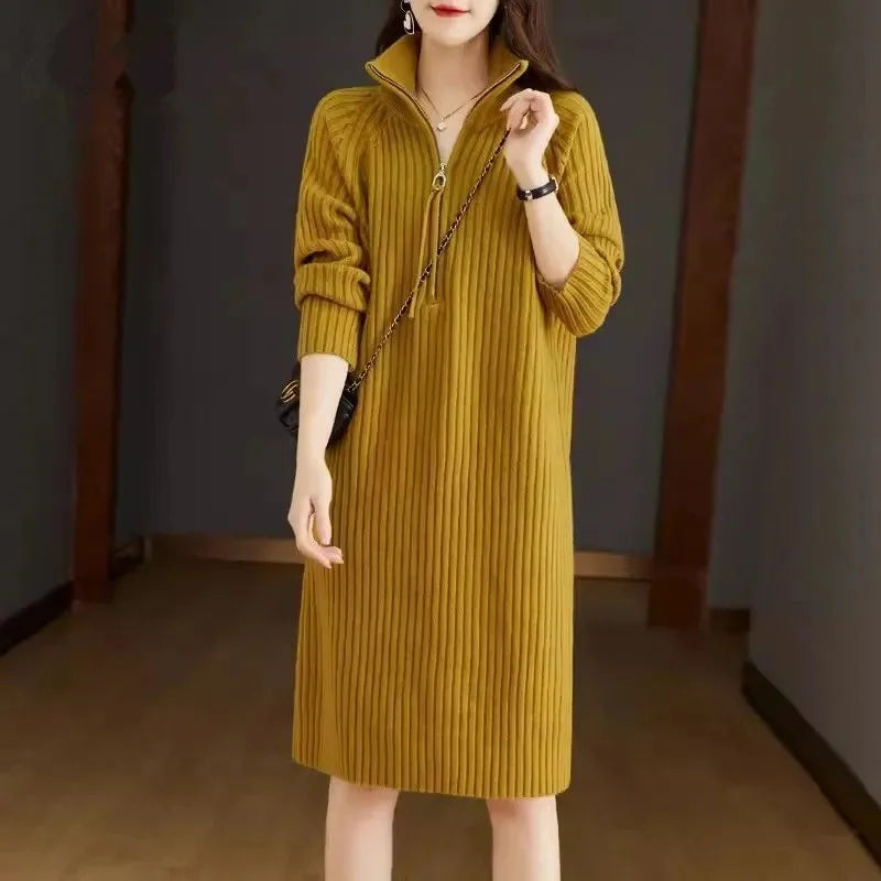 Amoura Dresses™ Knitted Zipper Dress
