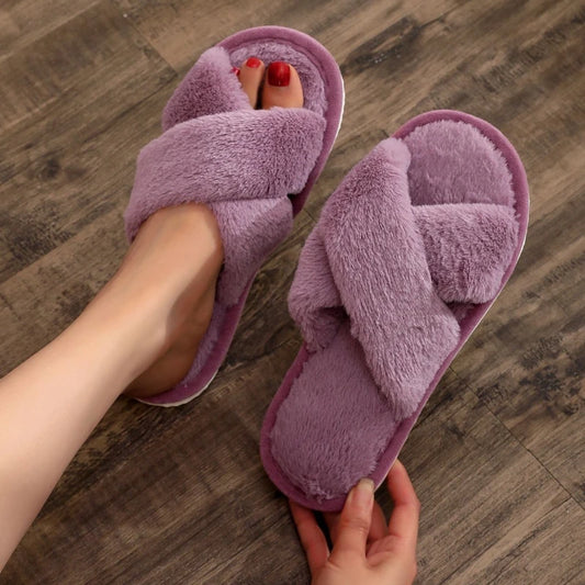 Lunara Winter™ Chinelos de pele com alça cruzada