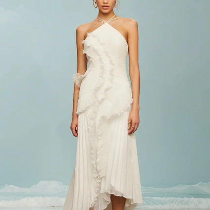Vestido largo sin tirantes con volantes de Amorura Dresses™