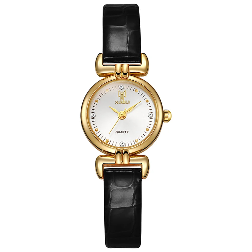 Velya Watches™ Orologio da donna in pelle nera