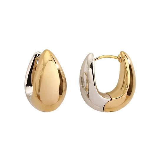 Elara Jewelry™ Two-Tone Organic Teardrop Hoop Earrings