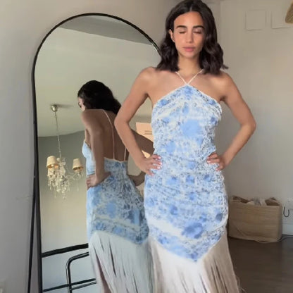 Amoura Dresses™ Embroidered Dress with Fringed Trim