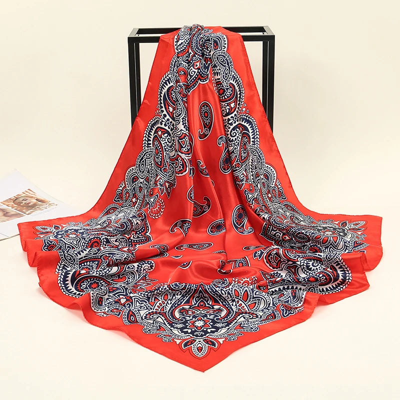 SatinÉclat™ Fashion Silk Square Scarf for Women