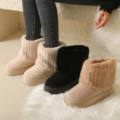Lunara Winter™ Round-Toe Plush Winter Boots