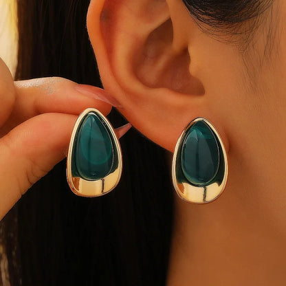 Elara Jewelry™ Teardrop Color Stone Stud Earrings