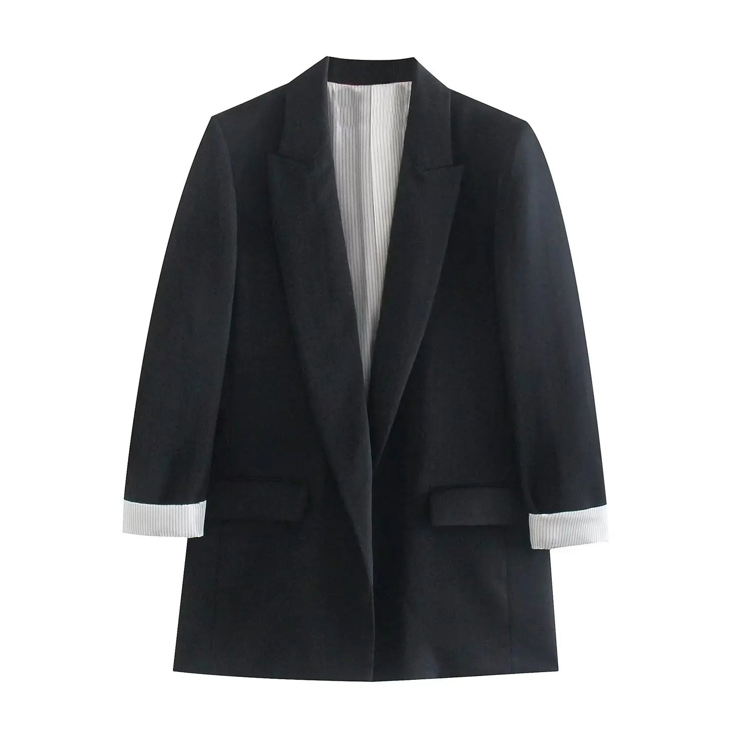 Lunara Winter™ Black Contrast Cuff Tailored Blazer