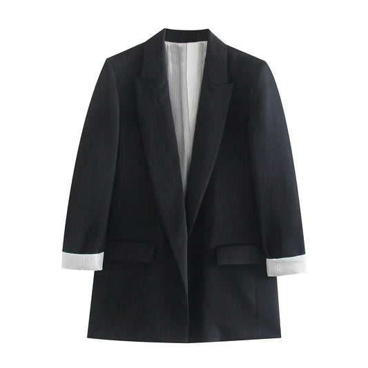 Lunara Winter™ Black Contrast Cuff Tailored Blazer