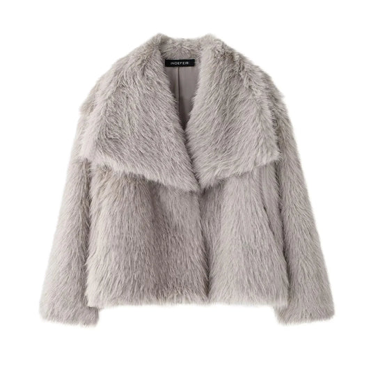 Lunara Winter™ Plush Faux Fur Shawl Collar Jacket
