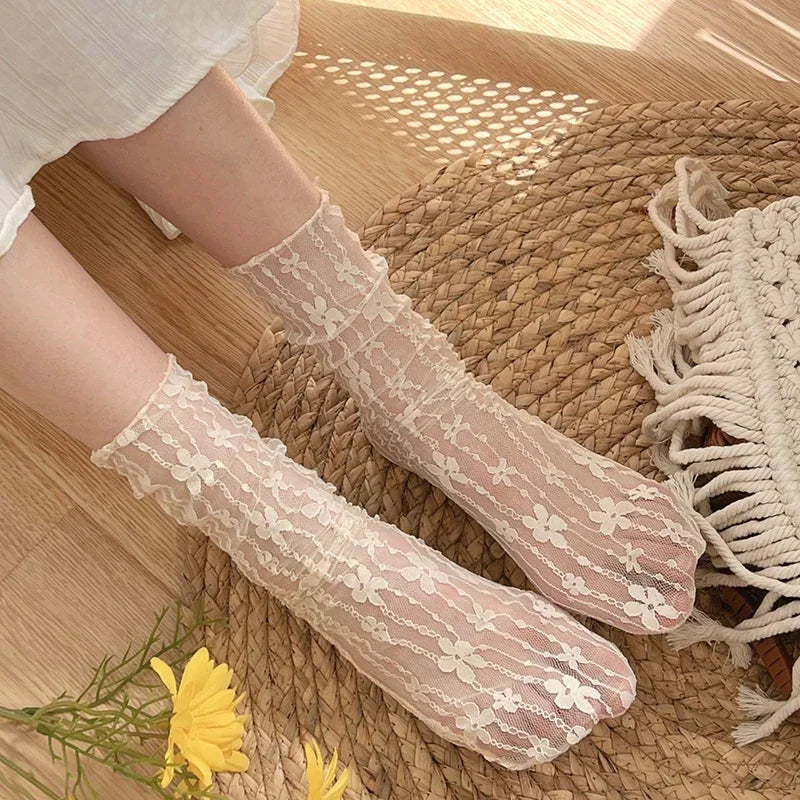 Lunara Winter™ Ladies Floral Lace Socks