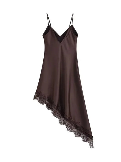 Amoura Dresses™ Minimalist Brown Slip Slim Dress