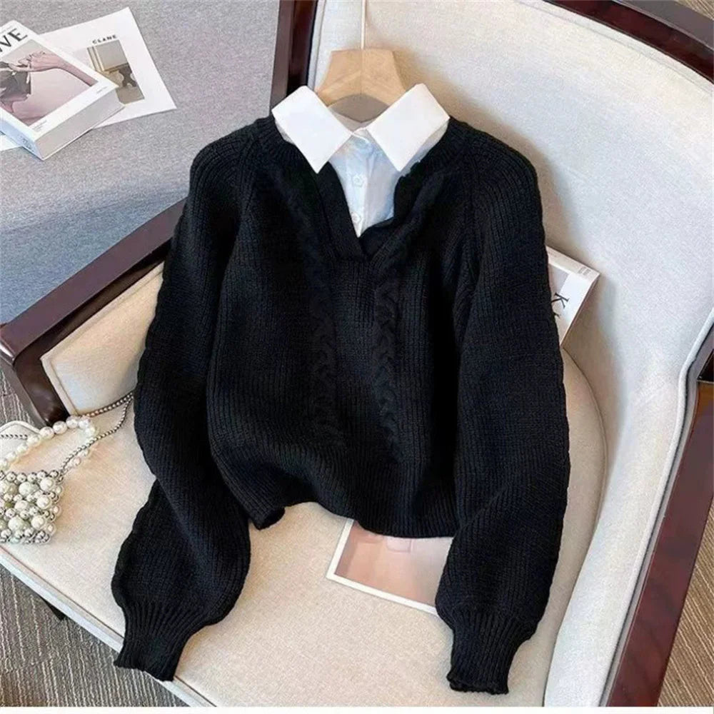 Lunara Winter™ Pullover mit Zopfmuster und V-Ausschnitt