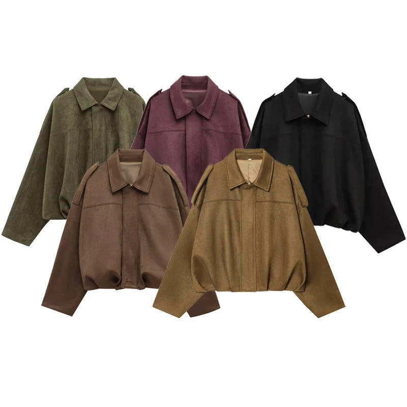 Lunara Winter™ Cropped Faux Suede Utility Jacket
