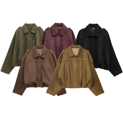 Lunara Winter™ Cropped Faux Suede Utility Jacket