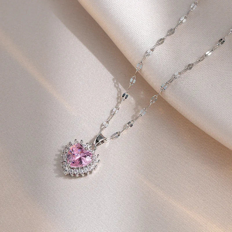 Elara Jewelry™ Rosé Lumière Heart Necklace