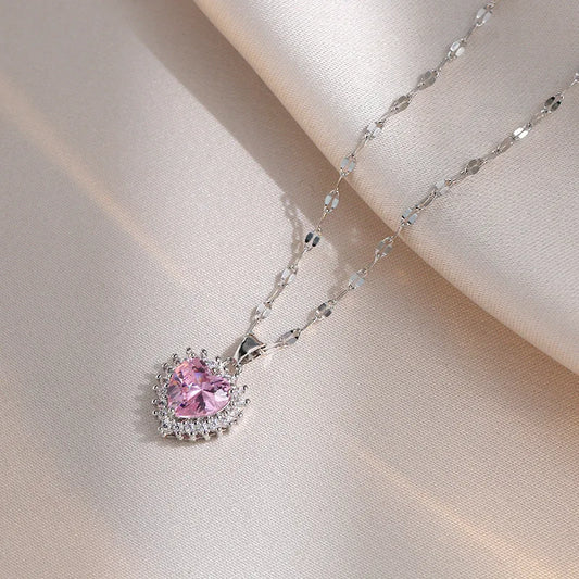 Elara Jewelry™ Rosé Lumière Heart Necklace