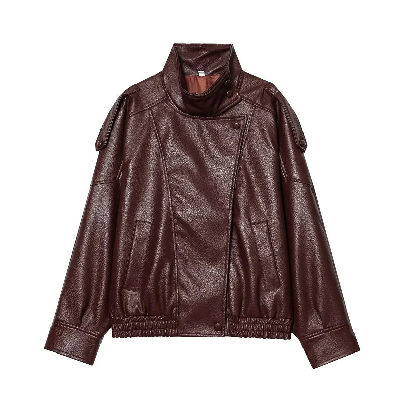 Lunara Winter™ Cropped Faux Leather Motor Jacket
