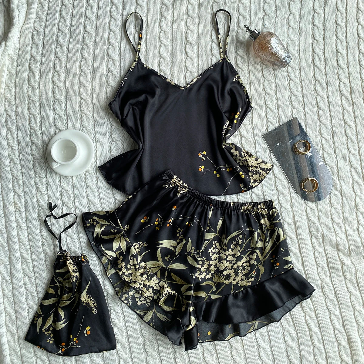 SatinÉclat™ Satin Shorts Pajama Set