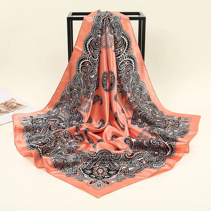 SatinÉclat™ Fashion Silk Square Scarf for Women